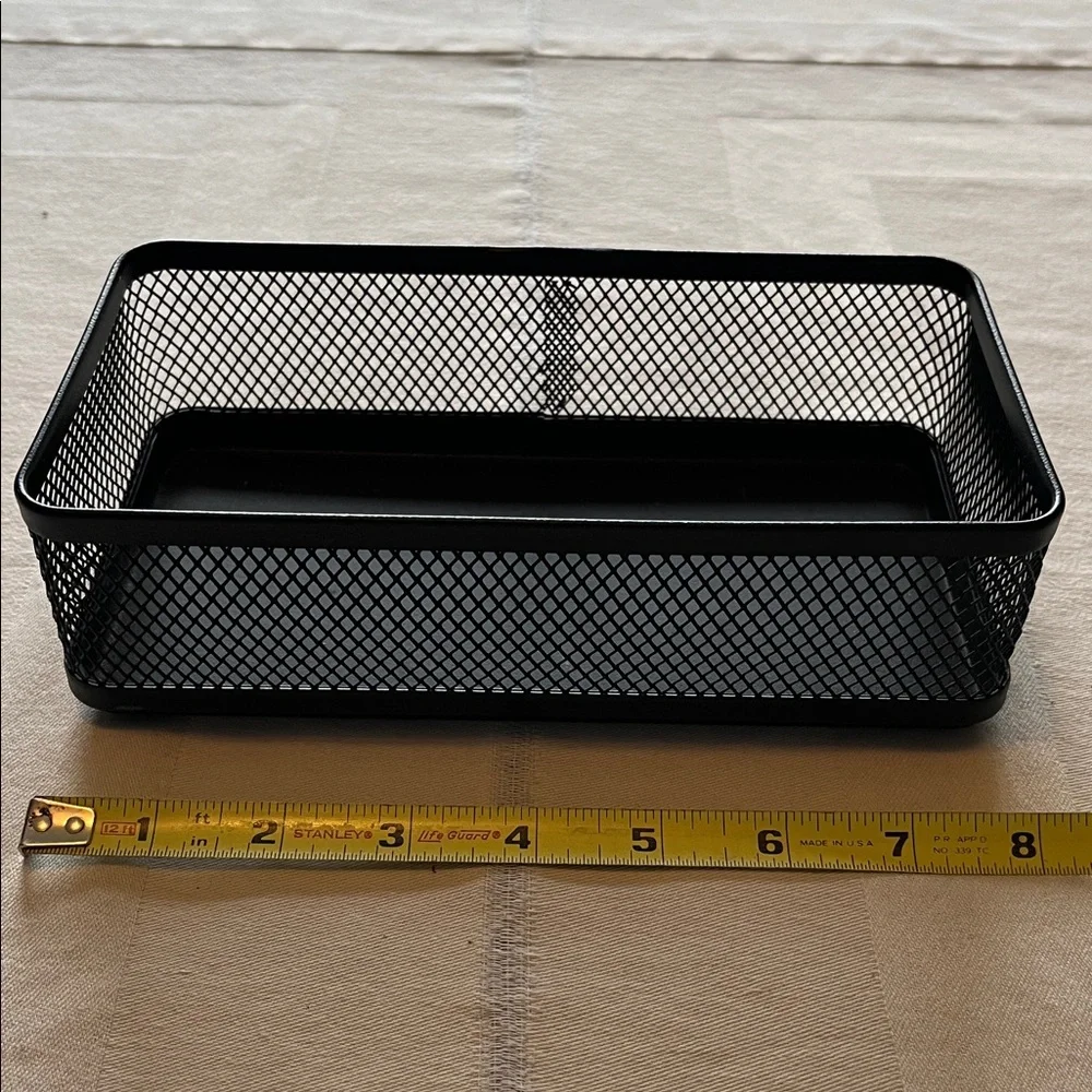 Metal Wire Black Mesh Desk Organizer Bins - Set of 2